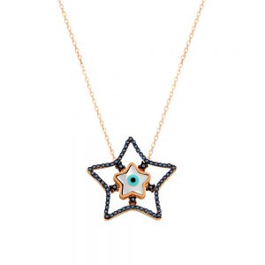 Stars Evil Eye Handmade 925 Sterling Silver Necklace