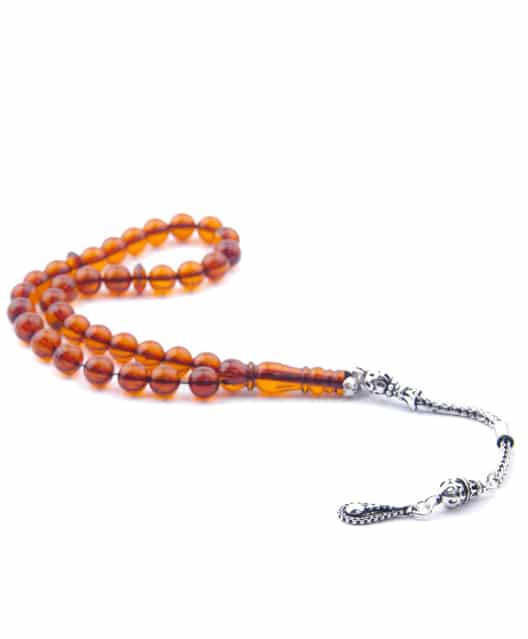 Baltic Amber Rosary Misbaha with 925 Sterling Silver Tassel