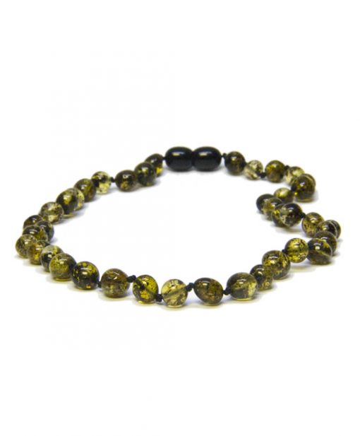 darq green color amber necklace