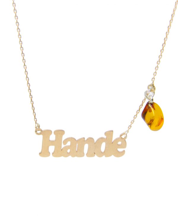 Custom Design Silver Name with Twist Amber Necklace
