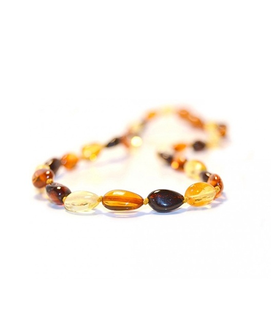Multi Color Olive Shape Amber Necklace