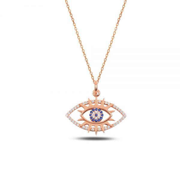 Evil Eye and Sun Silver Necklace