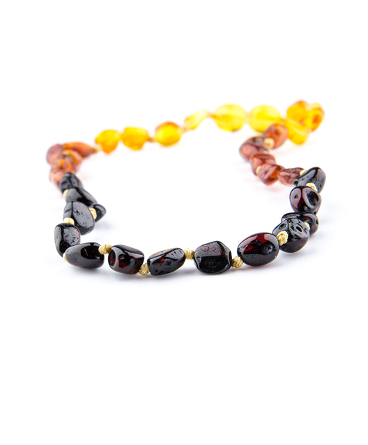 Rainbow Color Olive Shape Amber Necklace