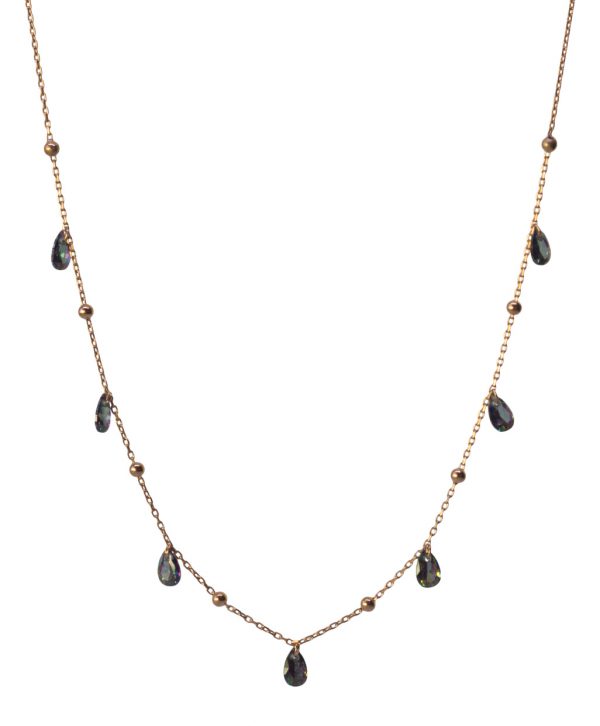 Anthracite Zircon with Balls Silver Necklace