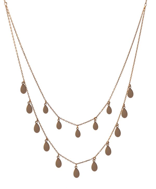 Two Lines Drop Flake Silver Necklace