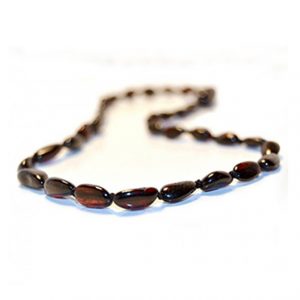 Cherry Color Olive Shape Amber Necklace